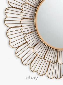 John Lewis Fleur Metal Frame Round Wall Mirror, 81cm, Gold