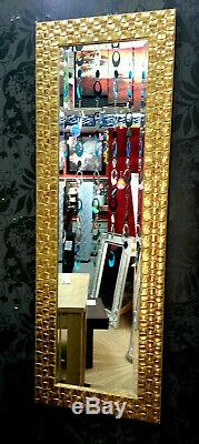 John Lewis Full Length Mosaic Wall Mirror Bevelled Glass Antique Gold 132x46cm