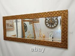 John Lewis Full Length Wall Mirror Bevelled Antique Gold Mosaic Wood 132x53cm