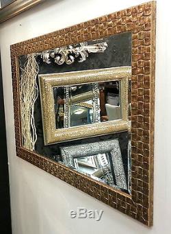 John Lewis Gold Mosaic Wall Mirror Solid Wood Frame Bevelled 66x92cm (26x36)