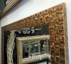 John Lewis Gold Mosaic Wall Mirror Wood Frame Bevelled 106x76cm (42x30)RRP£150