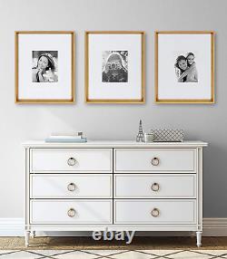 Kate and Laurel Calter Modern Wall Picture Frame Set, Gold 16X20 Matted to 8X10