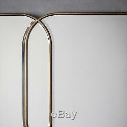 Kennford Large Modern Curved Gold Metal Frame Triple Glass Wall Mirror 130x50cm