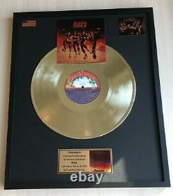 Kiss Destroyer 1976 Custom 24k Gold Vinyl Record In Wall Hanging Frame