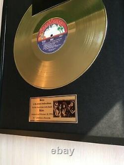 Kiss Kiss 1974 Custom 24k Gold Vinyl Record In Wall Hanging Frame