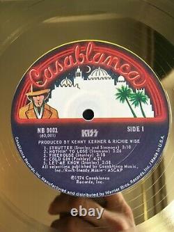 Kiss Kiss 1974 Custom 24k Gold Vinyl Record In Wall Hanging Frame