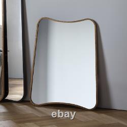 Kody Large Gold Curved Rustic Aged Metal Frame Overmantle Wall Mirror 84 x 61cm