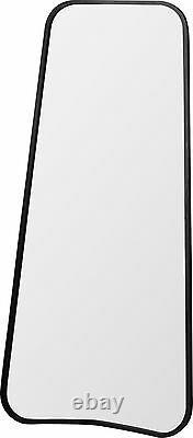 Kurva Large Black Curved Rustic Aged Metal Frame Leaner Wall Floor Mirror 48x22