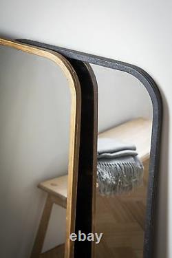 Kurva Large Curved Rustic Black Metal Frame Leaner Wall Floor Mirror 119.5x56cm