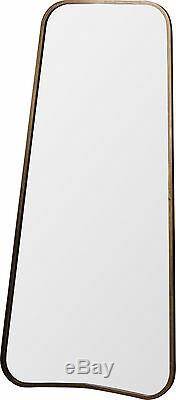 Kurva Large Gold Curved Rustic Aged Metal Frame Leaner Wall Floor Mirror 48x22