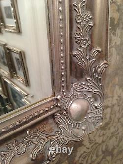 LARGE Antique Silver Elegant Wall Mirror FREE UK POSTAGE Bevelled Mirror