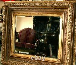 LARGE EDWARDIAN PERIOD GILT FRAMED Bevelled Glass Wall MIRROR 39 X 35 Inches