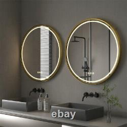 LED Smart Bathroom Mirror Wall Mounted Round Vanity Mirror with Lights, Lanyard