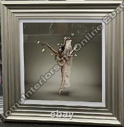 LT-Ballerina gold, dress gold butterflies, liquid art & champagne frame picture