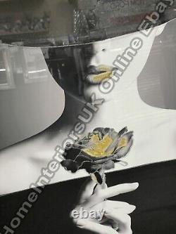 Lady holding black & gold rose with liquid art & two tone GD & BL frame picture