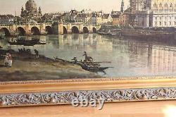 Large 119cm Ornate Wooden Picture Frame w Oil Print on Canvas Canaletto Venice