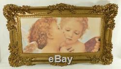 Large 36 Vintage Ornate Gold Syroco Angel CHERUB Putti Framed Wall Picture USA
