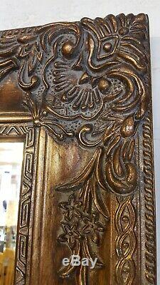 Large Antique Brown Gold Ornate French Leaner Gilt Wall Mirror Glass 190x90cm
