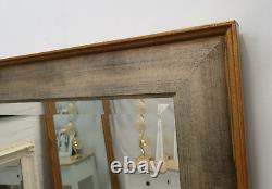 Large Antique Classic Silver Gold Wood Frame Wall Mirror Bevelled 115x91cm