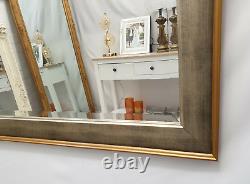 Large Antique Classic Silver Gold Wood Frame Wall Mirror Bevelled 115x91cm