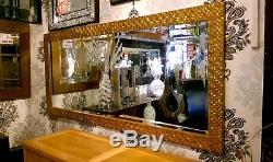 Large Antique Gold Mosaic Wood Wall Mirror Bevelled John Lewis167x76cm Leaner