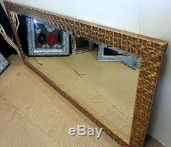 Large Antique Gold Mosaic Wood Wall Mirror Bevelled John Lewis167x76cm Leaner