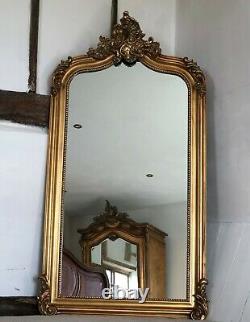 Large Antique Gold Statement French Over Mantle Arch Fireplace Wall Mirror 5ft
