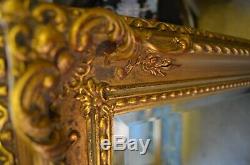 Large Antique Gold shabby chic ornate Decorative over mantle Gilt Wall Mirror