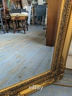 Large Antique Style Ornate Gold Wooden Wall Mantle Mirror Vintage