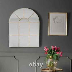 Large Arched Window Metal Frame Gold Wall Mirror 80cmx60cm Home Decor