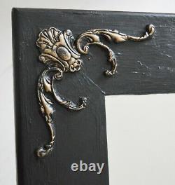 Large Black Mirror Hand Painted Gold Scroll Decorative French Style Gold Stencil