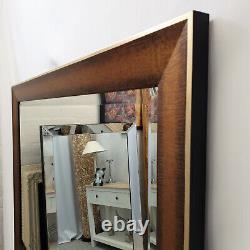 Large Bronze Wood Frame with Gold Black Edge Wall Mirror Bevelled 104x74cm