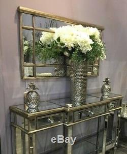 Large Canterbury Antique Gold Heavy Frame Horizontal Wall Hung Mirror