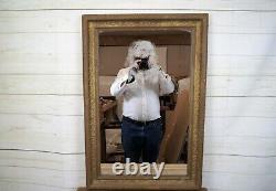 Large Classical Antique Style Rectangular Wall Mirror in Gilded Wooden Frame