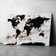 Large Framed White Gold Marble Effect Map Of World Canvas Prints Wall Art