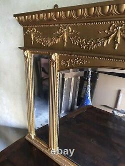 Large Gilt frame wall hanging mirror flanked each side with small mirrors 125cm