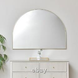 Large Gold Arched Wall Mirror 90cm x 120cm minimalist thin framed overmantle