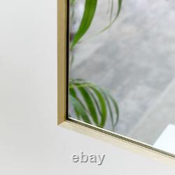 Large Gold Arched Wall Mirror 90cm x 120cm minimalist thin framed overmantle