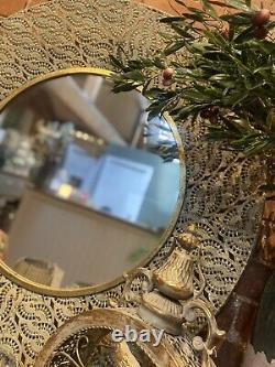 Large Gold Effect Round Filigree Mirror Beautiful Contemporary Wall Mirror