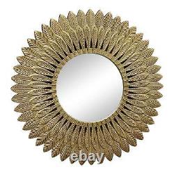 Large Gold Feather Design Wall Mirror