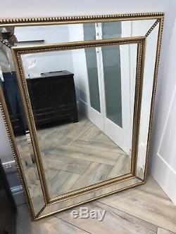 Large Gold Gilt Wall Mirror Ornate Wood Frame Rectangular Bevelled Glass