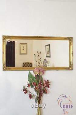 Large Gold Ornate Wall Mounted or Leaner Mirror 5Ft6x2Ft6 167x76cm