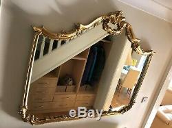 Large Gold wall-hanging Mirror, Ornately Gilt-Framed Baroque/Rococo Style