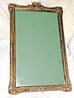 Large Hand Carved Hard Wood Relief Framed Wall Mirror Antique Ornate 23 Wooden