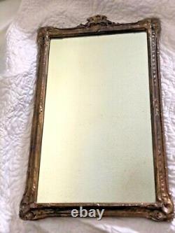 Large Hand Carved Hard Wood Relief Framed Wall Mirror Antique Ornate 23 Wooden