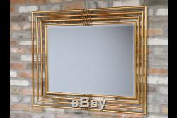 Large Luxury Gold Metal Wall Mirror Accent rectangle Design Modern Contemporary