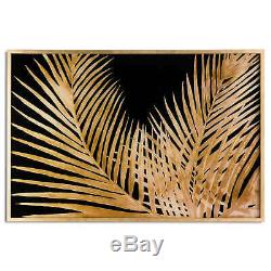 Large Metallic Palm Glass Image In Gold Frame Frame Wall Art