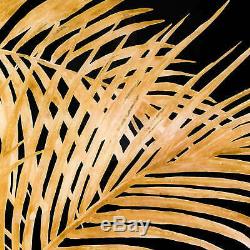 Large Metallic Palm Leaf Glass Image In Gold Frame Wall Art