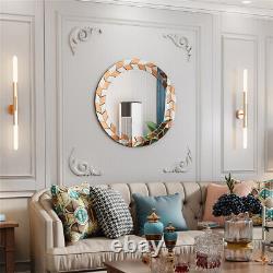 Large Mirror Rose Gold Circular Round Bevelled Wall Mirror 3D Mirrored Art Decor