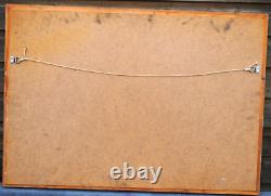 Large NAUTICAL WALL MIRROR w Engraved 3 MAST SAILING SHIP & GOLDEN Wooden Frame